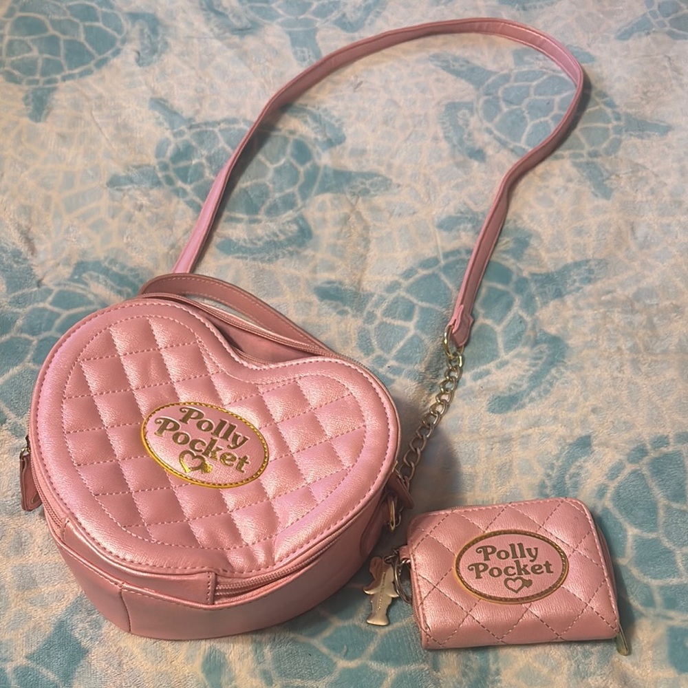 Polly pocket pink Mini Bag with Gold Emblem